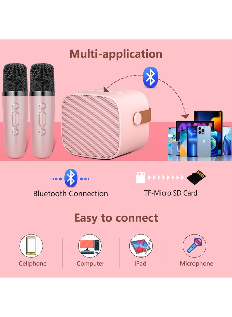 Kids Karaoke Machine with Wireless Microphone, Bluetooth Speaker, Rechargeable Music Player for 4-10 Year Olds (Pink) - Image 3