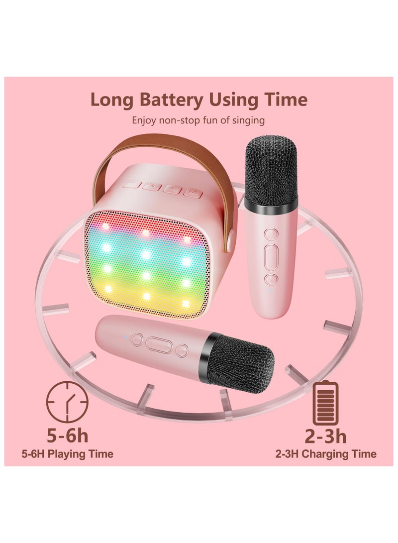Kids Karaoke Machine with Wireless Microphone, Bluetooth Speaker, Rechargeable Music Player for 4-10 Year Olds (Pink) - Image 4