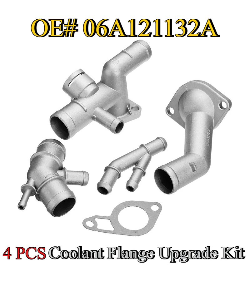 4 Piece Flange Engine Cooling Kit With Connector For VW Golf Jetta 1.8T 2000-2005 Audi TT 2000-2002 - Image 1
