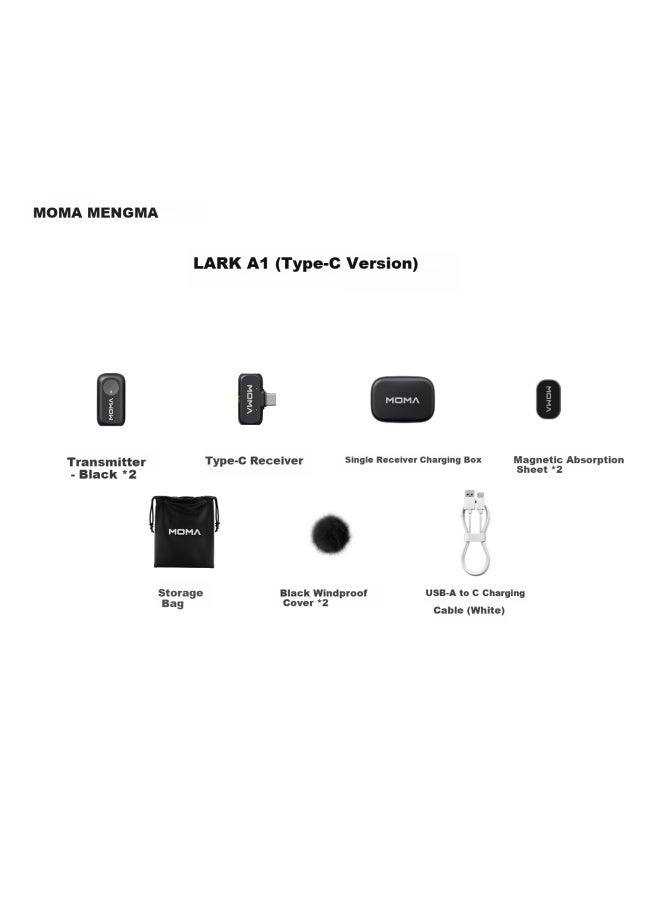 Moma Lark A1 Dopamine Wireless Lavalier Microphone With Dual Microphones Mammoth Live Noise Reduction Microphone Mini Fingertip Recording Microphone Type-c Version - Image 1