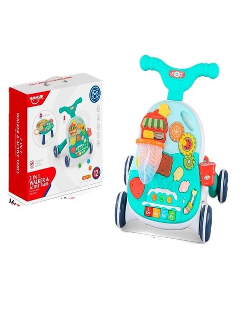 2-in-1 baby walker for sitting and standing for young children Push walker for young children with an educational activity center - a bike and an activity table