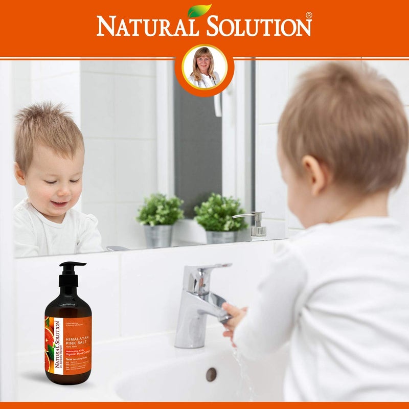 Natural Solution Hand Wash, enriched with moisturizing blood orange and Himalayan pink salt, comes in a 14 oz bottle (Pack of 3) for gentle cleansing and hydration - Image 3