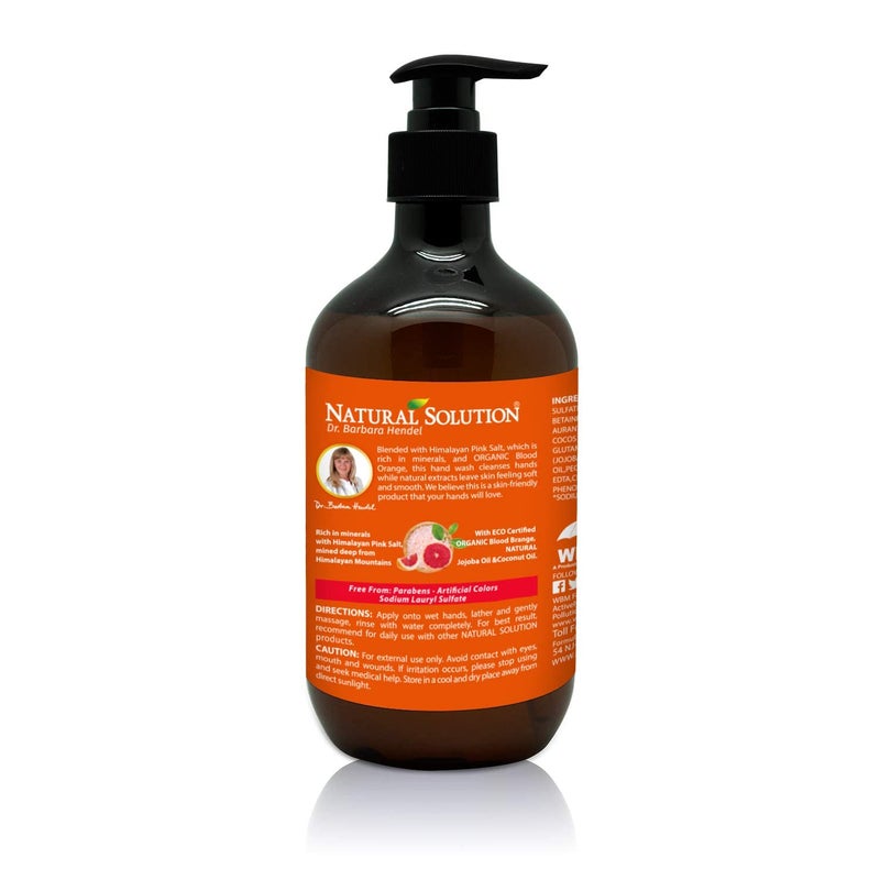 Natural Solution Hand Wash, enriched with moisturizing blood orange and Himalayan pink salt, comes in a 14 oz bottle (Pack of 3) for gentle cleansing and hydration - Image 5