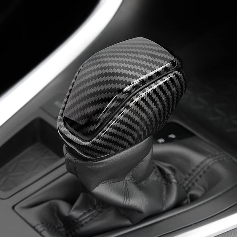 ruihe Carbon Fiber Color Auto Gear Shift Knob Cover Trim Fit for Toyota RAV4 Highlander Venza 2019 2020 2021 2022 2023 2024
