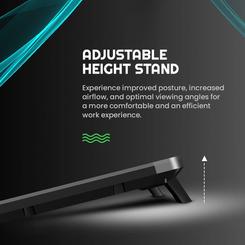 Cosmic Byte وسادة تبريد لابتوب ويند RGB، مروحتان RGB بحجم 120 مم، ارتفاع مرتفع، حامل لابتوب، تدعم حتى 15.6" لابتوبات (أسود) - Image 5