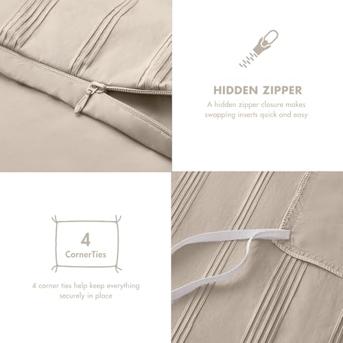 Madison Park Essentials Striped Duvet Cover Set Queen, Modern Minimalist Bedding Set with Premium Jacquard Stripe, 3 Pieces Duvet Cover Reversible with Zipper Closure & Corner Ties,Neutral - Image 5