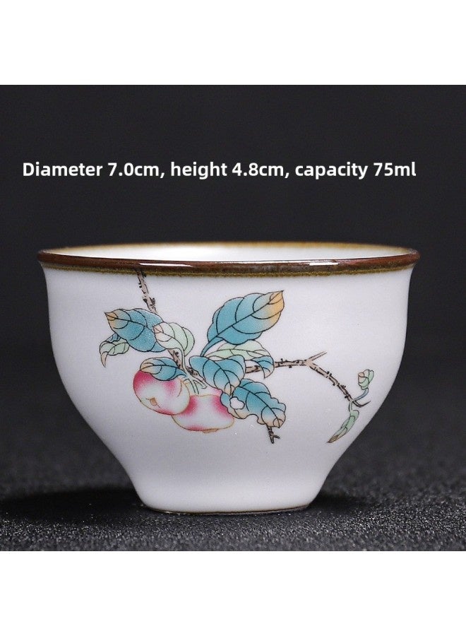 Ru Kiln Teacup Master Cup Individual Single Cup Open Piece Ice Flower Glaze Ceramic Tea Tasting Cup Kung Fu Tea Set Tea Bowl Gift Box-Color:Ru Kiln Moon White Bell Cup-apple Collect And Purchase To Get A Tea Towel-Capacity:Other - Image 1