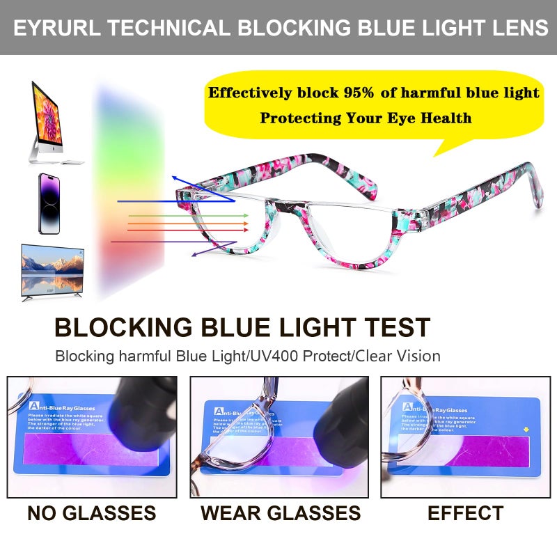 Eyeurl Half Frame Reading Glasses For Women-4 Pack Blue Light Glasses Fashion Computer Readers For Women Anti Uv Ray Eyeglasses With Spring Hinges 1.5 - Image 5