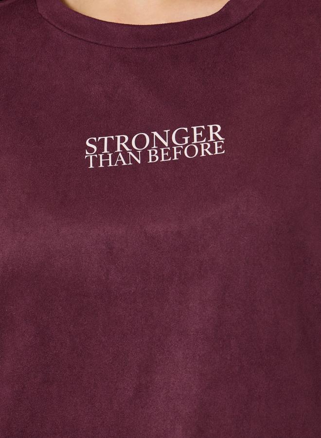 Styli Burgundy Oversized Slogan T-Shirt - Image 4