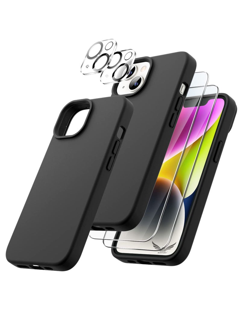 BORTONY iPhone 14 Plus Cover with 2-Pack Screen Protector and 2-Pack Camera Lens Protector Liquid Silicone Shockproof Drop Protection Case 6.7 inch - Image 1