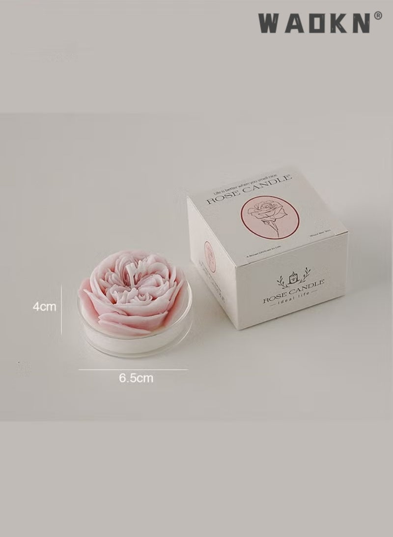 دبليو أيه أو كي أن شمعة محاكاة الزهور ، شمعة الورود ، هدية السيدات ، شمعة العلاج بالروائح من شمع الصويا ، ديكور الغرفة ، شمعة العلاج بالروائح على شكل زهرة لطيفة ديكور جمالي (رائحة ساحرة من الورود واللافندر ، 2.5 بوصة). - Image 2