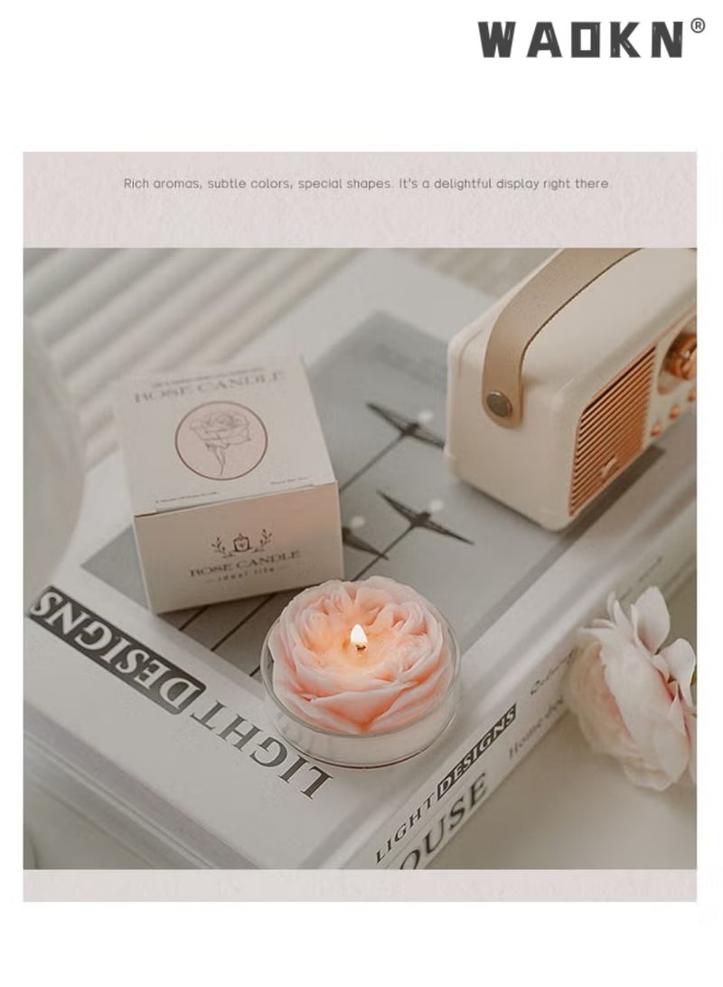 دبليو أيه أو كي أن شمعة محاكاة الزهور ، شمعة الورود ، هدية السيدات ، شمعة العلاج بالروائح من شمع الصويا ، ديكور الغرفة ، شمعة العلاج بالروائح على شكل زهرة لطيفة ديكور جمالي (رائحة ساحرة من الورود واللافندر ، 2.5 بوصة). - Image 4