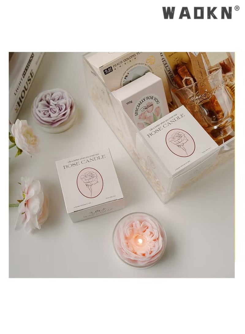 دبليو أيه أو كي أن شمعة محاكاة الزهور ، شمعة الورود ، هدية السيدات ، شمعة العلاج بالروائح من شمع الصويا ، ديكور الغرفة ، شمعة العلاج بالروائح على شكل زهرة لطيفة ديكور جمالي (رائحة ساحرة من الورود واللافندر ، 2.5 بوصة). - Image 5