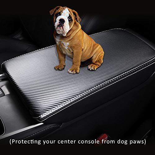 INTGET Car Console Cover for 2020 2021 2022 Honda Accord Accessories 2019 2018 Leather Armrest Cover Middle Arm Rest Dog Seat Protector Interior for Honda Accord Center Console (Carbon Fiber Texture) - Image 2