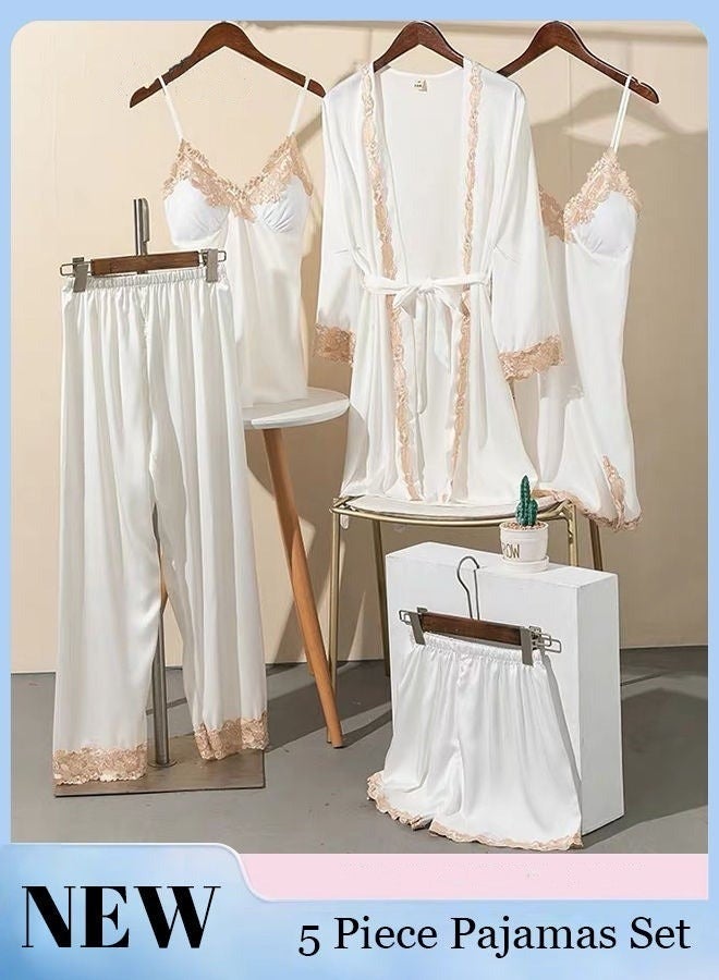 NIBEMINENT 5-Pack Women's Pyjama Set Sling with Chest Pad Nightdress Sweet Sleepwear Home Wearing Clothes Suits Ladies Floral Printing Nightwear Lingerie Robe Underwear Shorts Summer Spring - Image 1