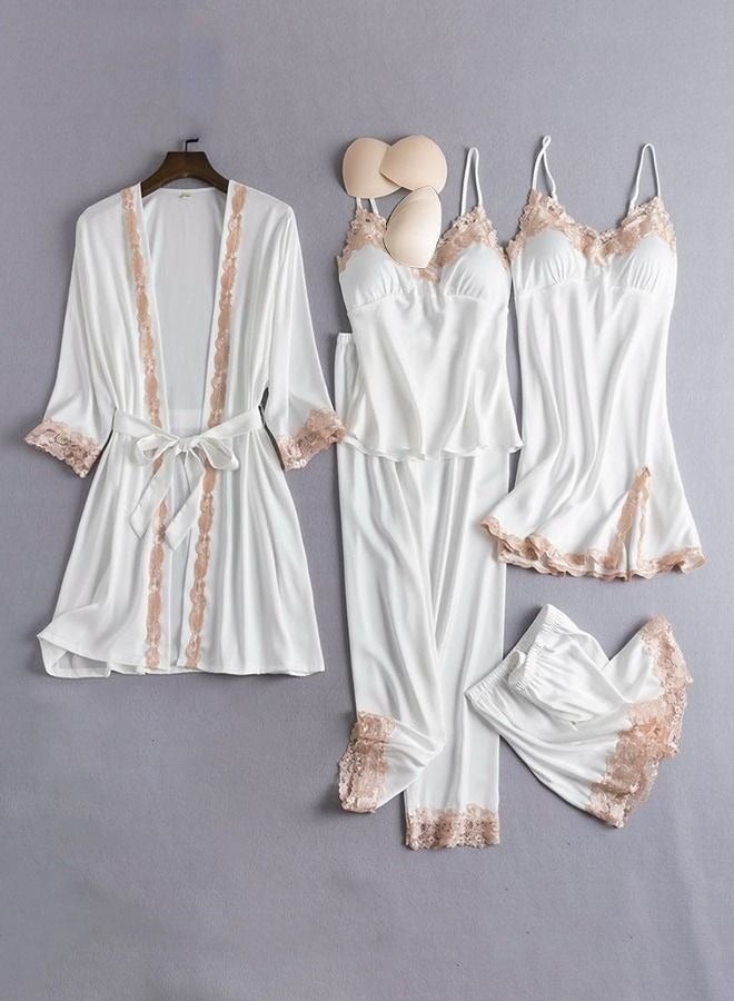 NIBEMINENT 5-Pack Women's Pyjama Set Sling with Chest Pad Nightdress Sweet Sleepwear Home Wearing Clothes Suits Ladies Floral Printing Nightwear Lingerie Robe Underwear Shorts Summer Spring - Image 5