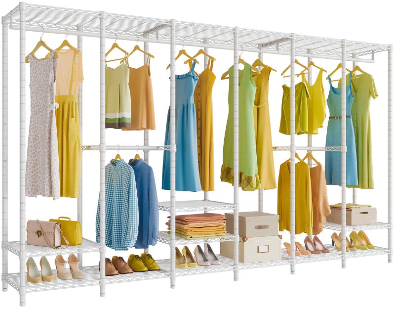 VIPEK V60 Extra Large Clothes Rack Portable Closet Rack Freestanding Wardrobe Heavy Duty Garment Rack Metal Closet for Hanging Clothes Bedroom Storage Organizer Max Load 1620lbs White