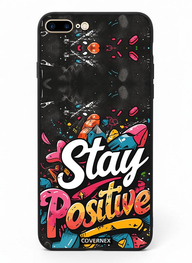 Covernex Apple iPhone 8 Plus Protective Case Cover Printed Featuring Stay Positive Street Art - Image 2