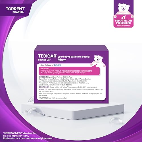 Tedibar Moisturising Baby Bathing Bar with Skin Friendly PH|100% Soap Free|Prevents Dryness & Rashes|Dermatologically Tested 75gm x Pack of 4 - Image 3
