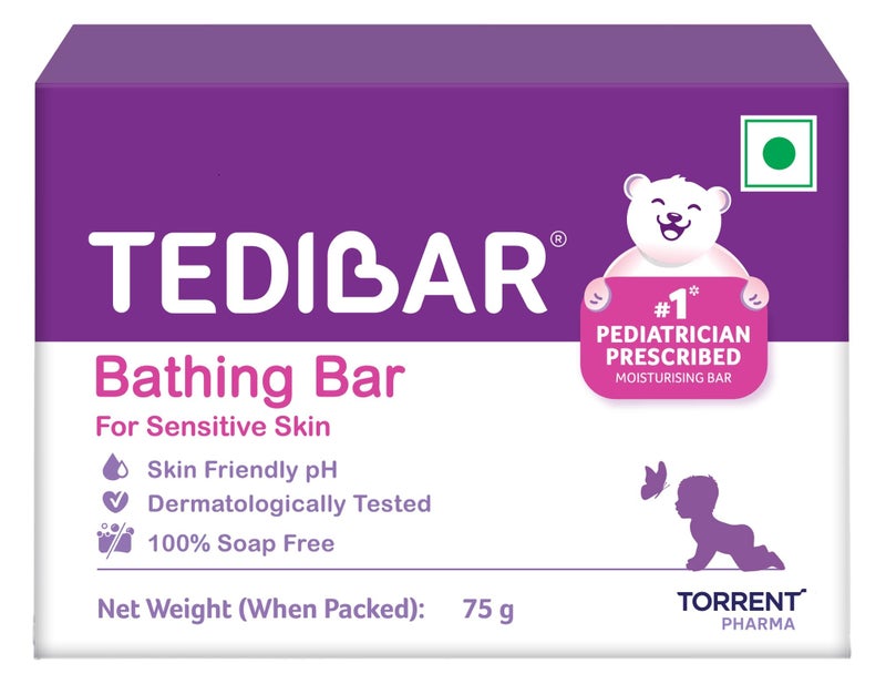 Tedibar Moisturising Baby Bathing Bar with Skin Friendly PH|100% Soap Free|Prevents Dryness & Rashes|Dermatologically Tested 75gm x Pack of 4 - Image 2