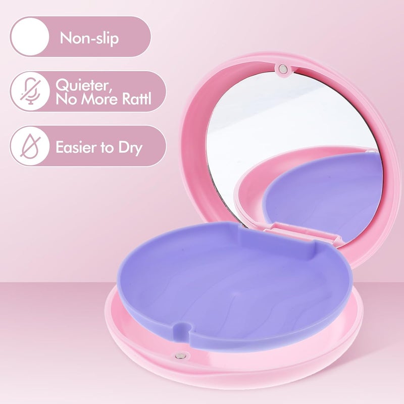 Dimeho Retainer Case with Mirror Portable Slim Aligner Box Travel Mouth Guards Holder Cute Retainer Organizer for Dental Caring Tooth Brace Storage Accessories Women Girls, 578115_1_fVM6Qubb9 - Image 4