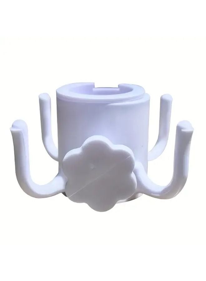 خطاف مظلة الشاطئ الأبيض القابل للتعديل بـ 4 أسنان للمناشف والحقائب، مناسب للأعمدة من 0.98 إلى 1.25 بوصة - Image 1