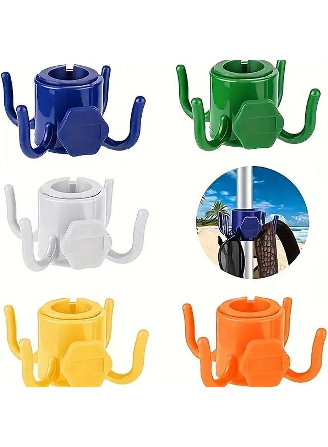 خطاف مظلة الشاطئ الأبيض القابل للتعديل بـ 4 أسنان للمناشف والحقائب، مناسب للأعمدة من 0.98 إلى 1.25 بوصة - Image 2