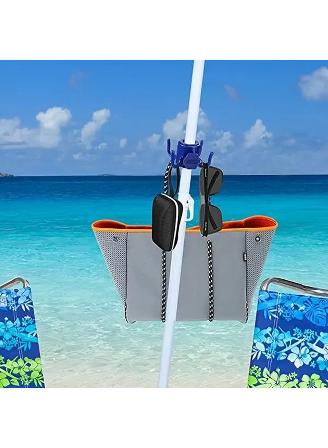 خطاف مظلة الشاطئ الأبيض القابل للتعديل بـ 4 أسنان للمناشف والحقائب، مناسب للأعمدة من 0.98 إلى 1.25 بوصة - Image 3