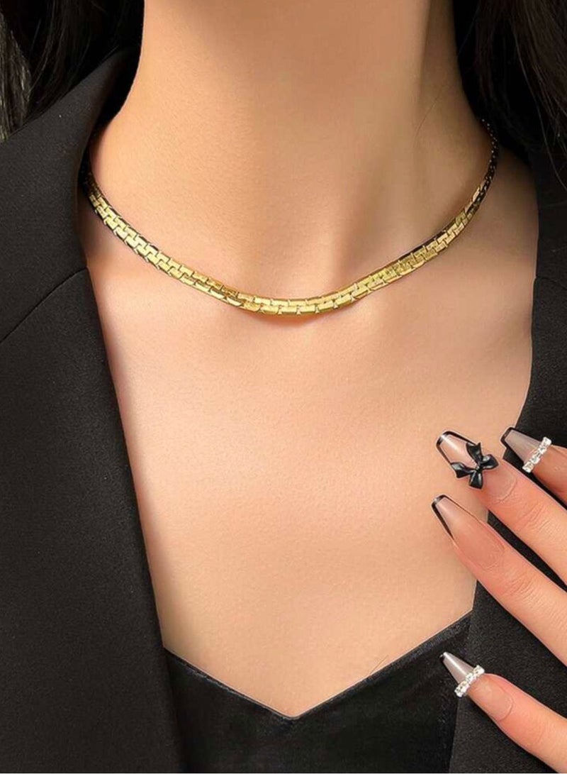 إيكوال سلسال نسائي أنيق من الاستانلس ستيل مطلي باللون الذهبي - Image 1