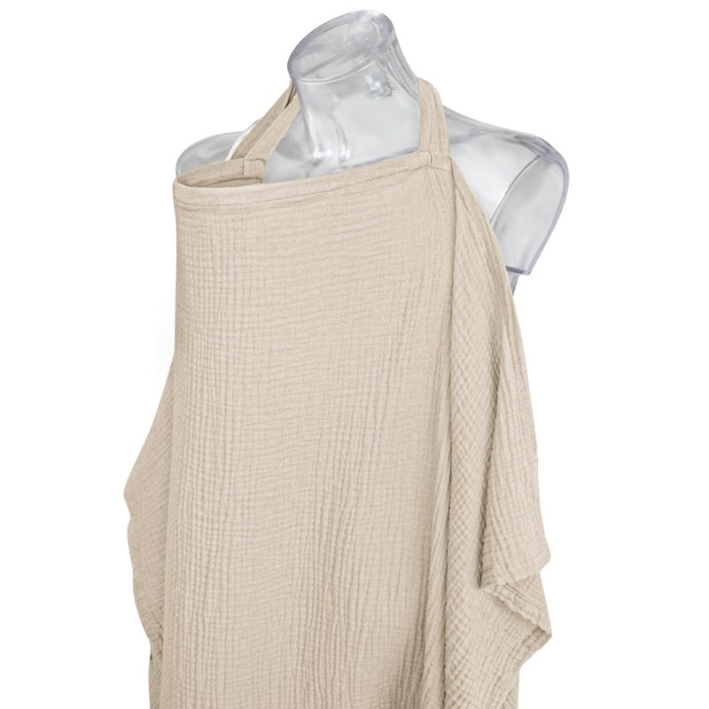 Konssy Muslin Nursing Cover for Baby Breastfeeding, Breathable 100% Cotton Breastfeeding Cover with Rigid Hoop for Mother Nursing Apron, Multi-use Carseat Canopy (Summer Wheat) - Image 2