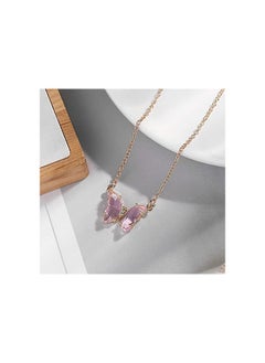 Julia Store Dainty Butterfly Pendant Necklace for Women 18K Gold filled Minimalist Cubic Zirconia Butterfly Pendant Cute Gold Chain Necklaces for Women Pink  - Image 5
