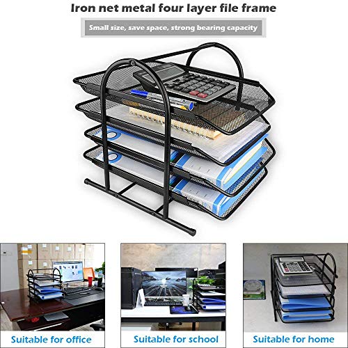 SCILLA Metal Mesh 4 Tier Document Tray for Home and Office File Rack for A4 Documents/Files/Papers/Letters/folders Holder Desk Organizer (4 Tier,Black) - Image 5
