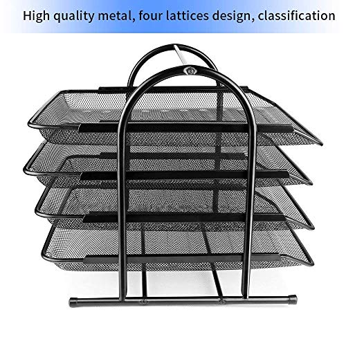 SCILLA Metal Mesh 4 Tier Document Tray for Home and Office File Rack for A4 Documents/Files/Papers/Letters/folders Holder Desk Organizer (4 Tier,Black) - Image 2