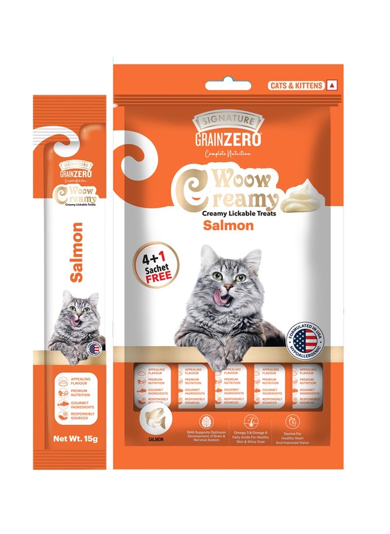 Grain Zero Creamy Lickable Cat Treats Salmon 25 x 15g  - Image 1