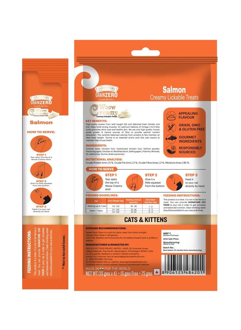 Grain Zero Creamy Lickable Cat Treats Salmon 25 x 15g  - Image 2