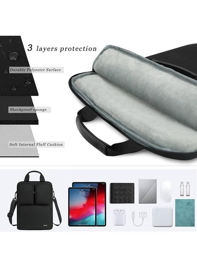 Gocokia Laptop Bag Three Pockets for MacBook Air, 13 Inch MacBook Pro Retina, 14.1 Inch Laptop, Cross Body Shoulder Briefcase Bag, Messenger Bag, Briefcase Case - Image 3