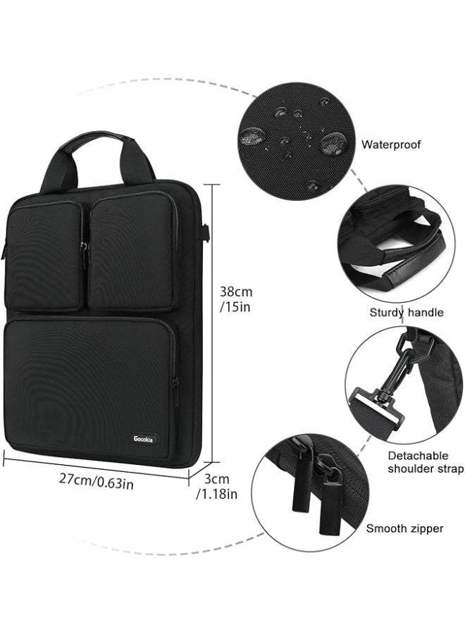 Gocokia Laptop Bag Three Pockets for MacBook Air, 13 Inch MacBook Pro Retina, 14.1 Inch Laptop, Cross Body Shoulder Briefcase Bag, Messenger Bag, Briefcase Case - Image 2