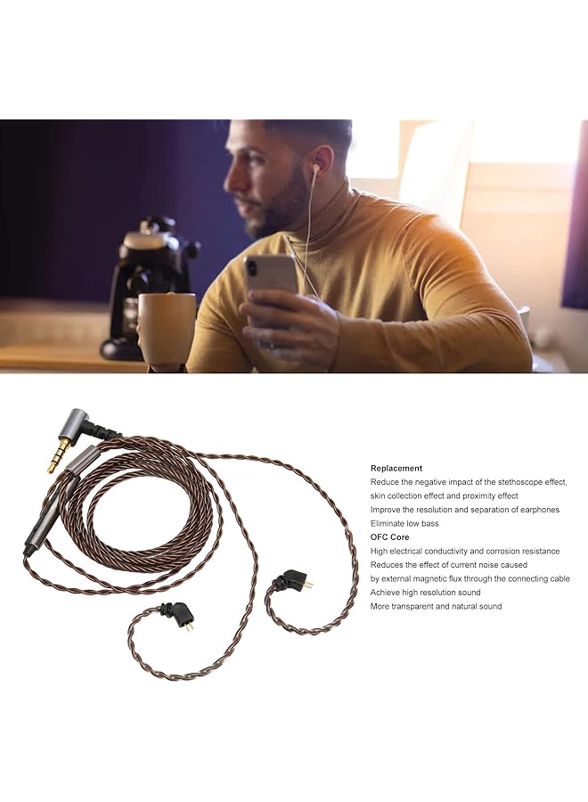 erorex 2 Pin 0.78Mm Cable For Earphone Detachable Earphone Replacement Cable With Mic Ofc Upgrade Right Angle Plug Cable For Kz As10 As06 Zst Zs3 Zs4 Zs5 Zs6 Cca - Image 2