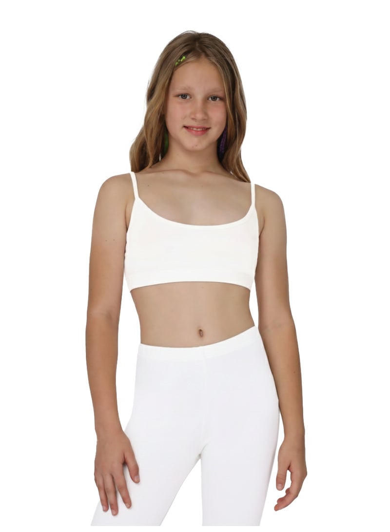 جولد كراون برا حمالة رفيعه قطن للبنات - ابيض - Image 1