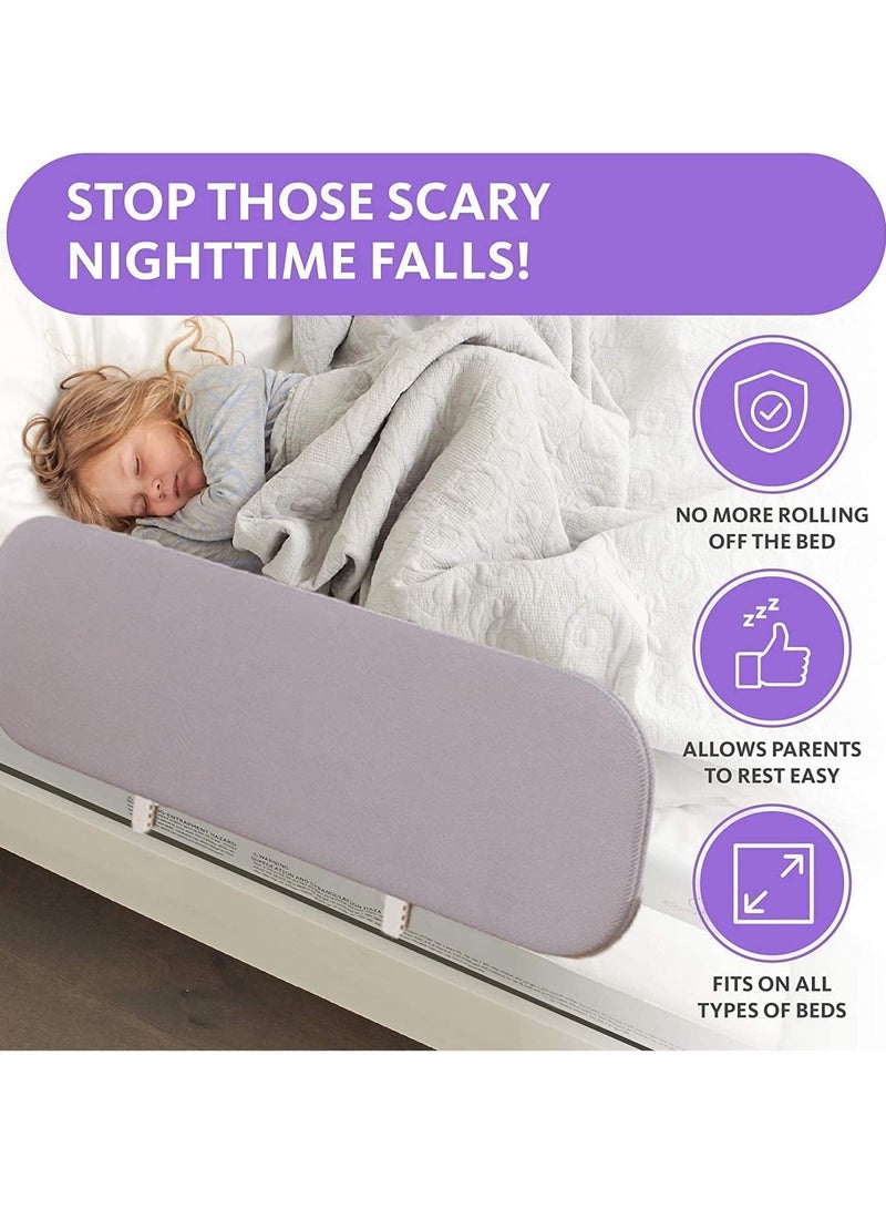 Bed Rail for Toddlers Bed Guard Fence Baby Bedrail Guard Adjustable Swing Down Bed Rail Collapsible Safety Bed Barrier for Kids (Grey)  - Image 4