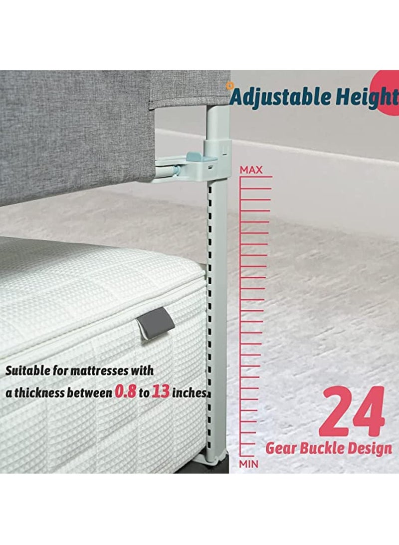 Bed Rail for Toddlers Bed Guard Fence Baby Bedrail Guard Adjustable Swing Down Bed Rail Collapsible Safety Bed Barrier for Kids (Grey)  - Image 3