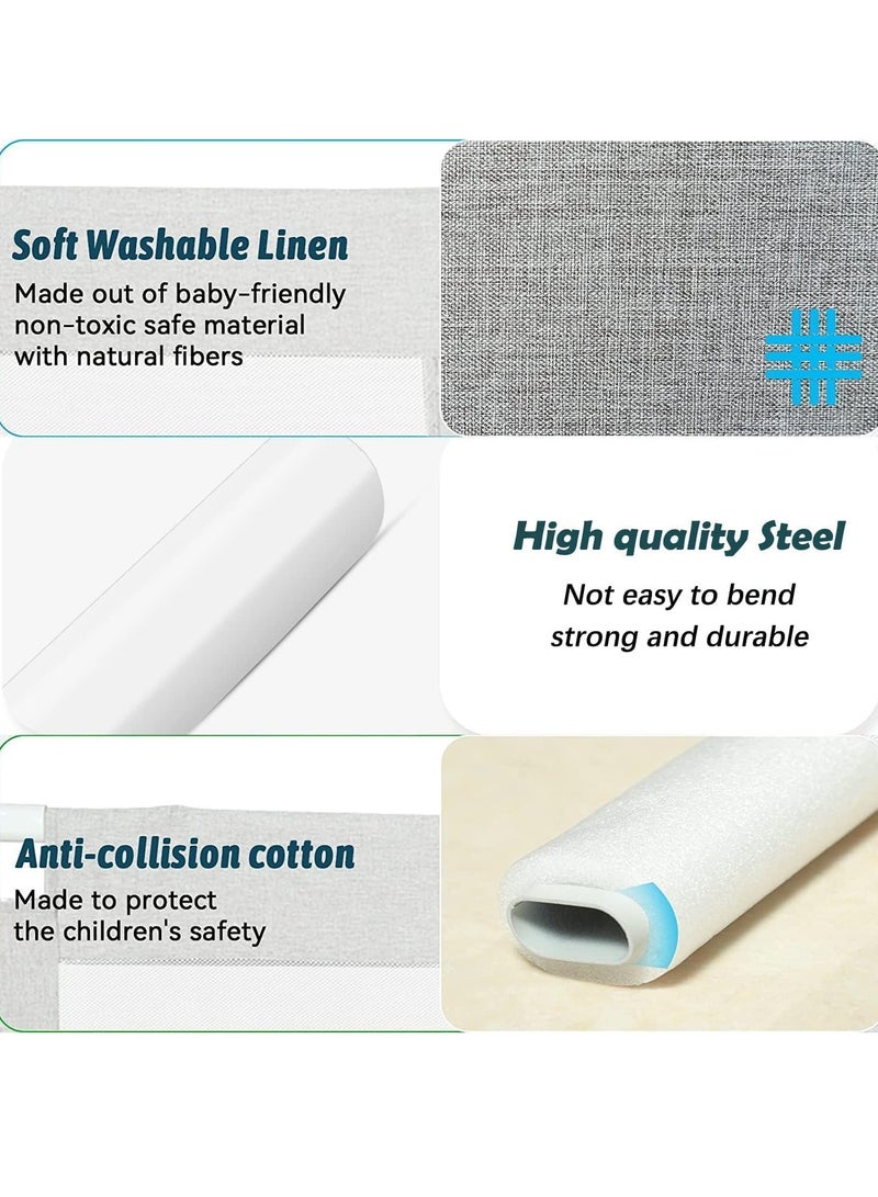 Bed Rail for Toddlers Bed Guard Fence Baby Bedrail Guard Adjustable Swing Down Bed Rail Collapsible Safety Bed Barrier for Kids (Grey)  - Image 5