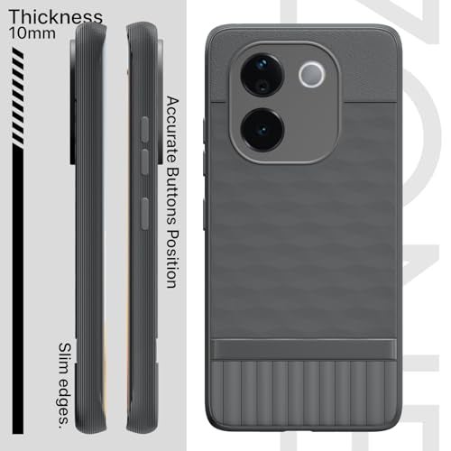 Pikkme Back Cover for Vivo T3 Pro 5G / iQOO Z9s Pro 5G Camera Protection 3D Hexa Cube Design Silicone Protective Bumper Case (Grey) - Image 3