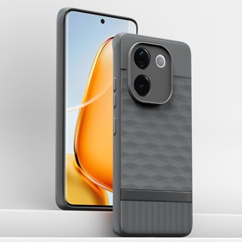 Pikkme Back Cover for Vivo T3 Pro 5G / iQOO Z9s Pro 5G Camera Protection 3D Hexa Cube Design Silicone Protective Bumper Case (Grey) - Image 2