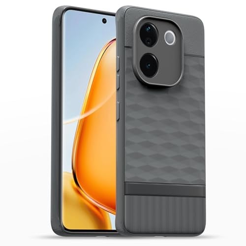 Pikkme Back Cover for Vivo T3 Pro 5G / iQOO Z9s Pro 5G Camera Protection 3D Hexa Cube Design Silicone Protective Bumper Case (Grey) - Image 1