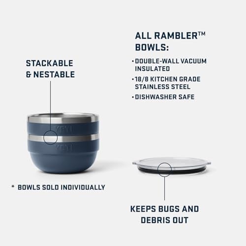 YETI Rambler Bowl Vacuum Insulated Stackable and Nestable Stainless Steel Bowl with Lid 1 Quart White - Image 3