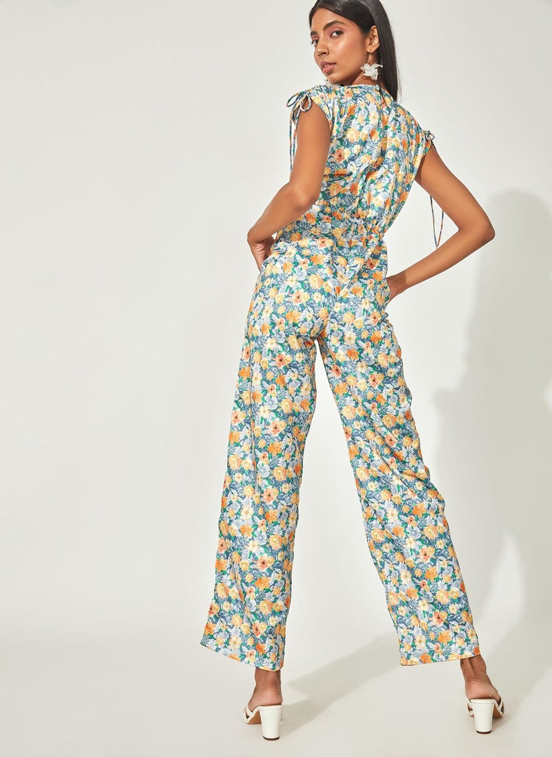 The Label Life Aqua Floral Cut-Out Jumpsuit - Image 3