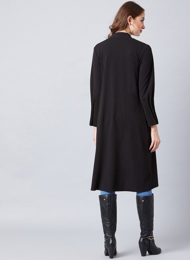 Athena سترة سوداء بسيطة مفتوحة من الأمام للنساء - Image 3