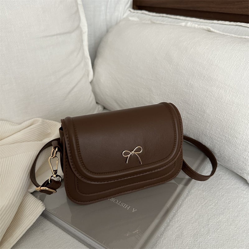 Korean Style Bow Embossed Crossbody Bag 2025 Spring And Trendy Fashion Pure Color Design Casual Satchel Small Square Bag - Image 3