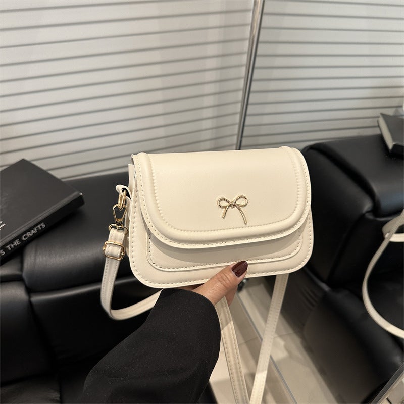 Korean Style Bow Embossed Crossbody Bag 2025 Spring And Trendy Fashion Pure Color Design Casual Satchel Small Square Bag - Image 5